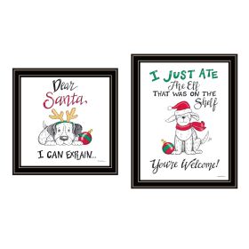 Trendy Decor 4U 2- Piece Vignette Dear Santa, I Can Explain Black Framed Wall Art for Living Room, Bedroom Wall Art Print for Home Decor by Deb S