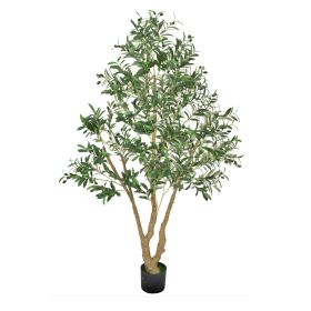 6FT Artificial Olive Tree Tall Fake Plant with Black Pot for Home Office